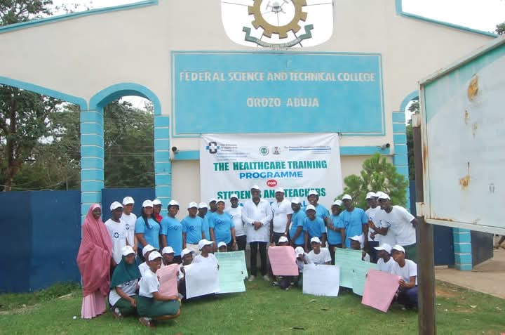 Students, teachers, and community members at the healthcare training programme, Federal Science and Technical College, Orozo, Abuja